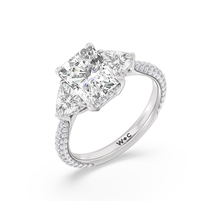 The Windsor Trillion Three Stone Ring