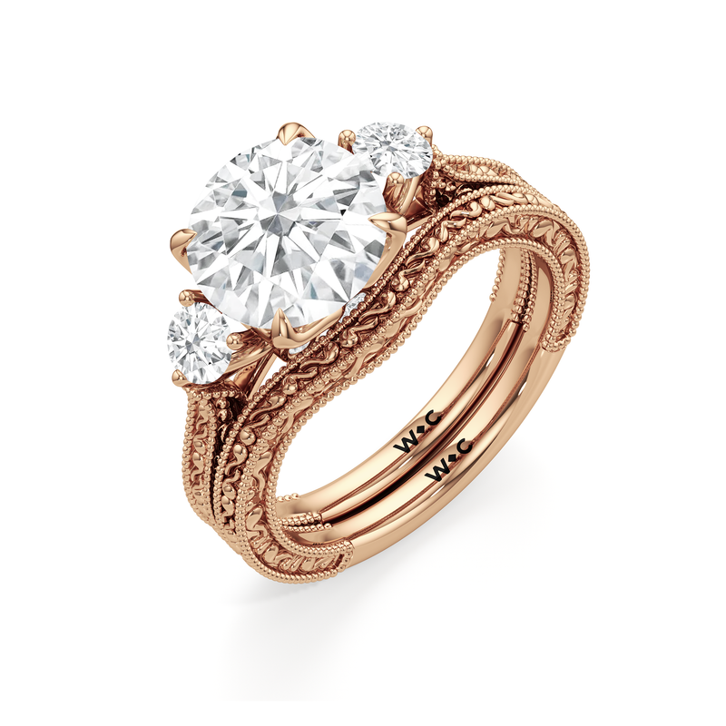 The Seraphine Round Three Stone Wedding Band