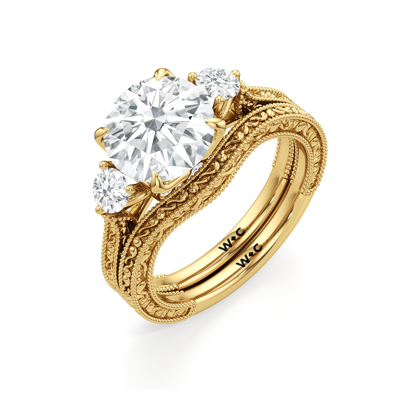 The Seraphine Round Three Stone Wedding Band