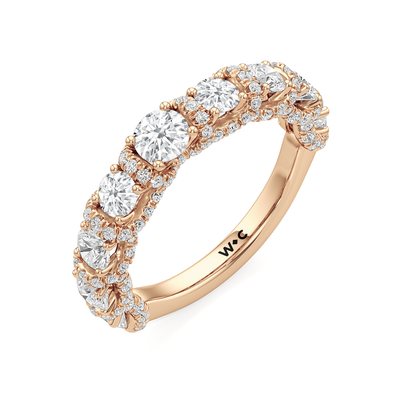 The Fulton Three Stone Half Moon Diamond Wedding Band