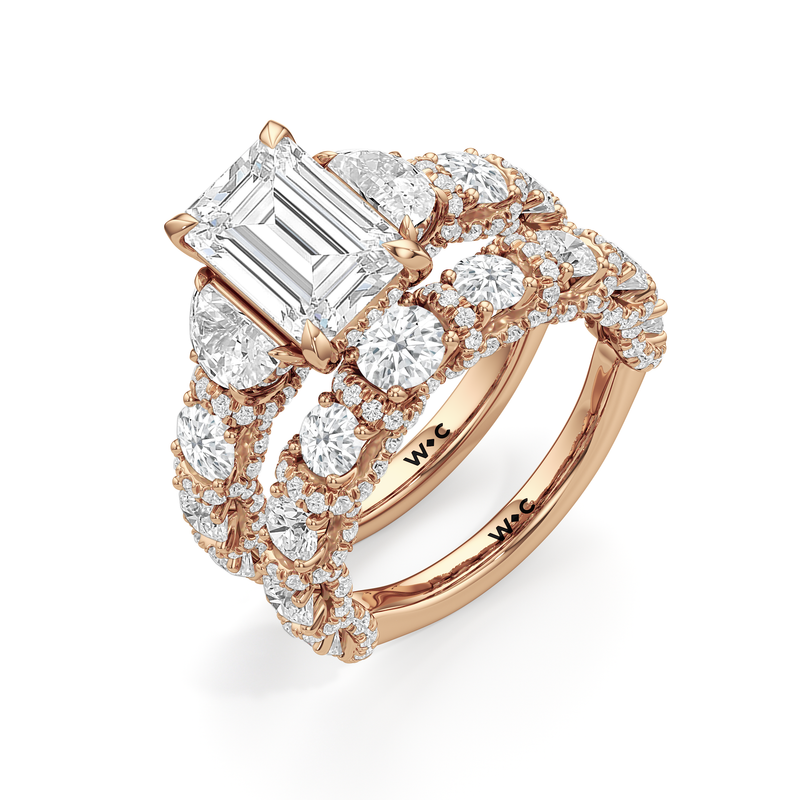 The Fulton Three Stone Half Moon Diamond Wedding Band