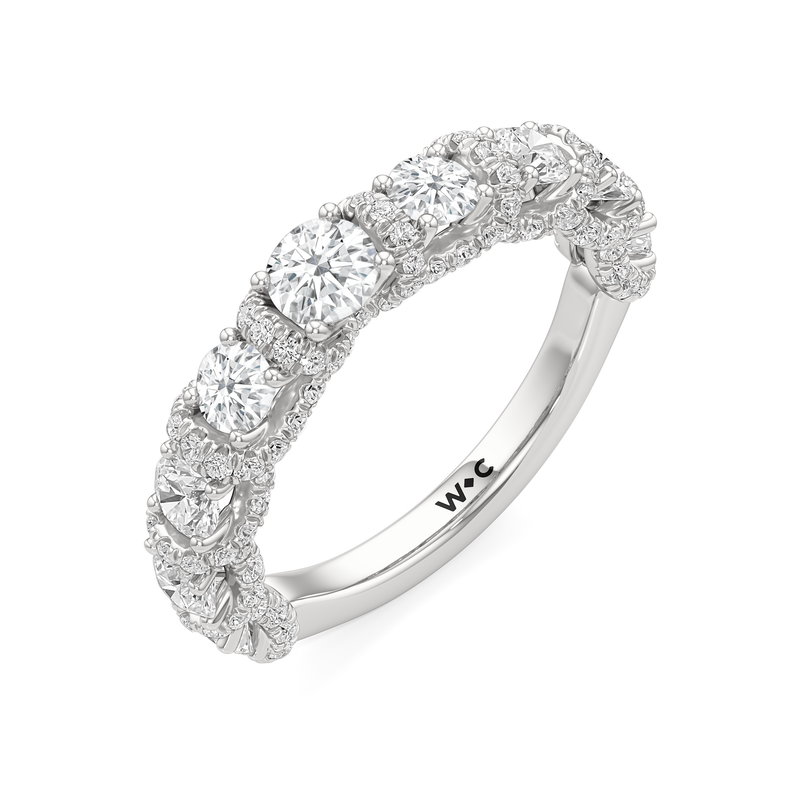 The Fulton Three Stone Half Moon Diamond Wedding Band