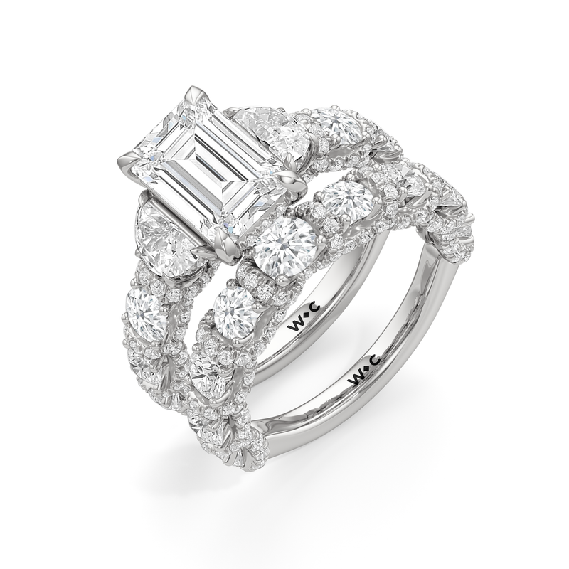 The Fulton Three Stone Half Moon Diamond Wedding Band
