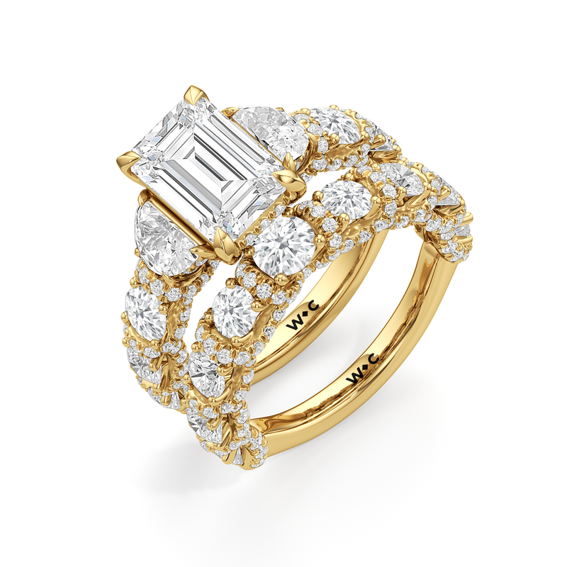 The Fulton Three Stone Half Moon Diamond Wedding Band