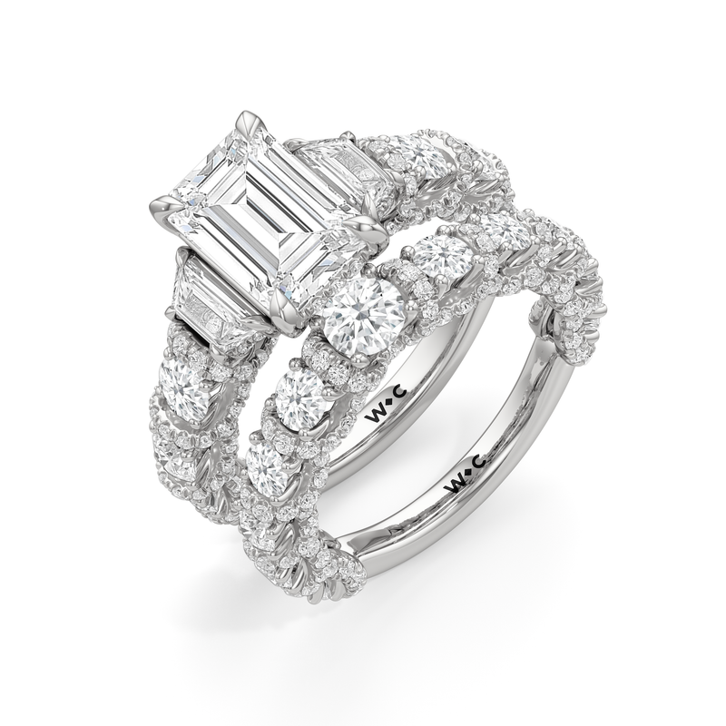 The Fulton Three Stone Trapezoid Diamond Wedding Band