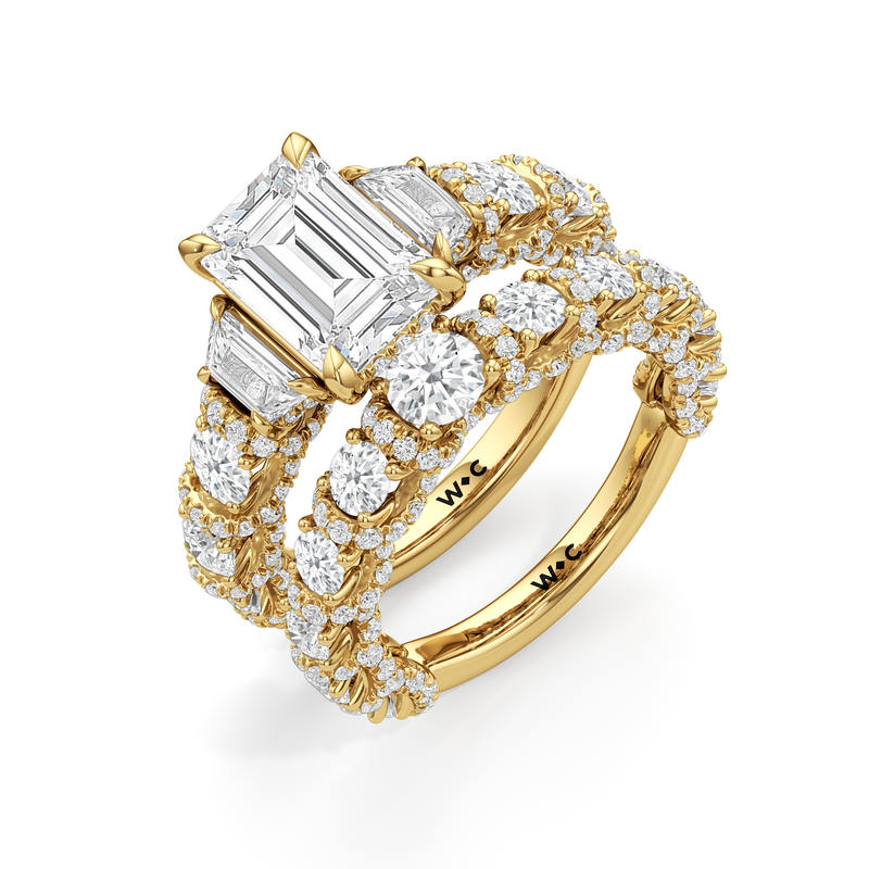 The Fulton Three Stone Trapezoid Diamond Wedding Band