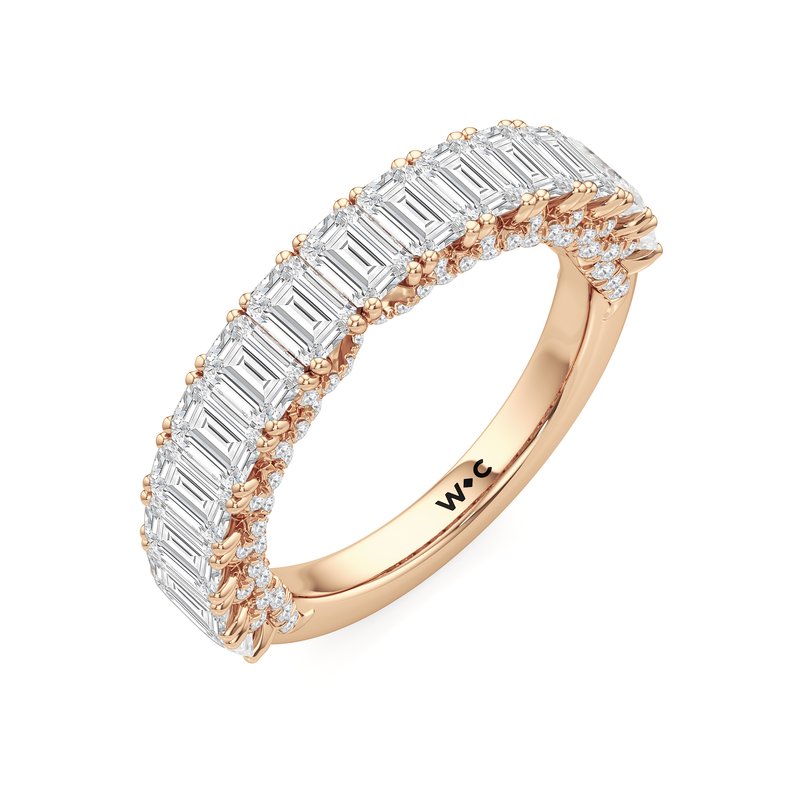 The Roosevelt Three Stone Trapezoid Diamond Wedding Band