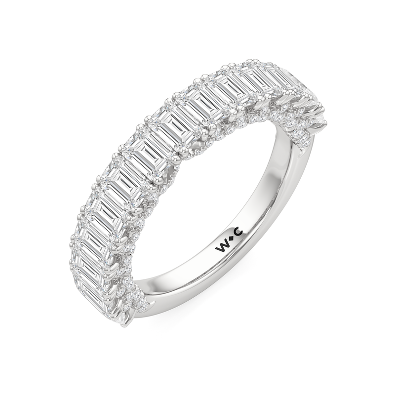 The Roosevelt Three Stone Trapezoid Diamond Wedding Band