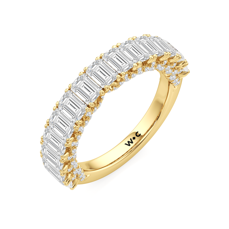The Roosevelt Three Stone Trapezoid Diamond Wedding Band