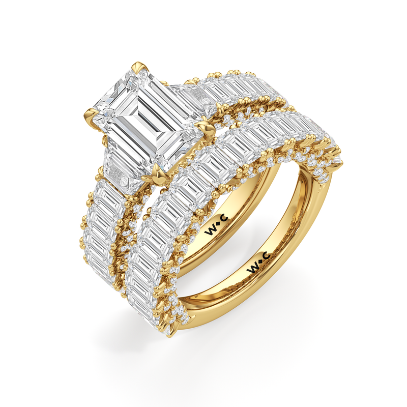 The Roosevelt Three Stone Trapezoid Diamond Wedding Band