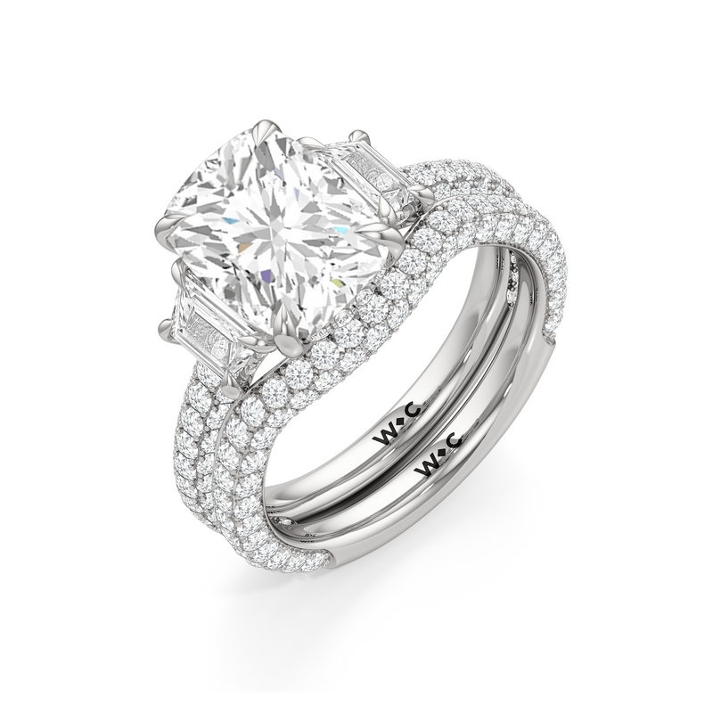 The Windsor Trapezoid Three Stone Diamond Wedding Band
