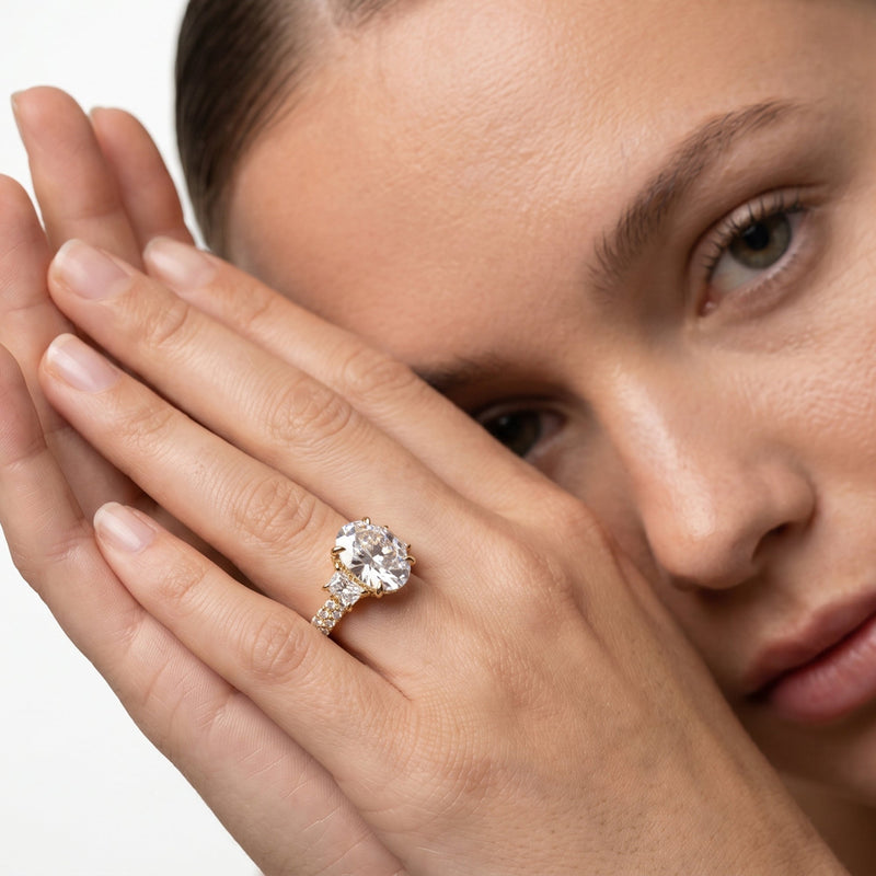 The Windsor Trapezoid Three Stone Ring