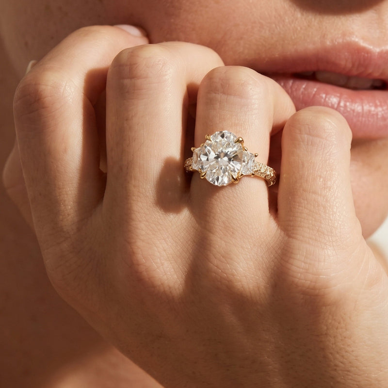 The Windsor Trapezoid Three Stone Ring