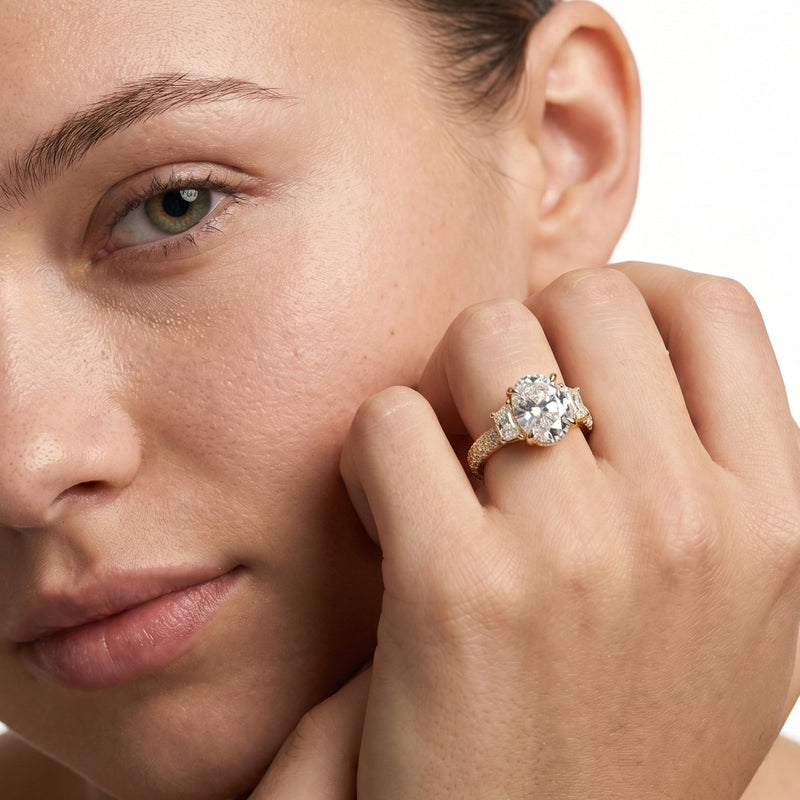 The Windsor Trapezoid Three Stone Ring