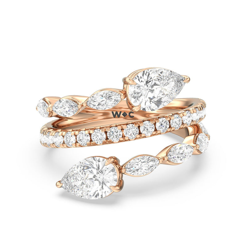 Toi et Moi Three Row Fashion Ring