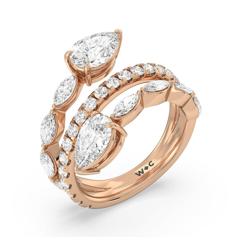 Toi et Moi Three Row Fashion Ring
