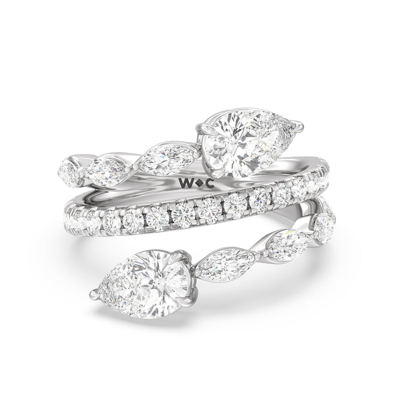 Toi et Moi Three Row Fashion Ring