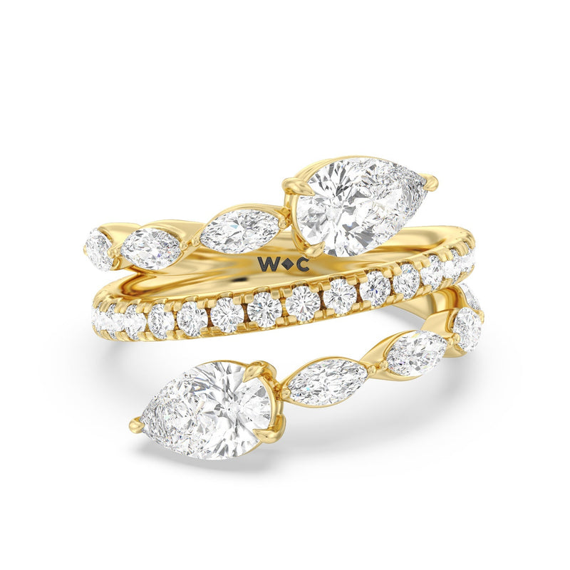 Toi et Moi Three Row Fashion Ring