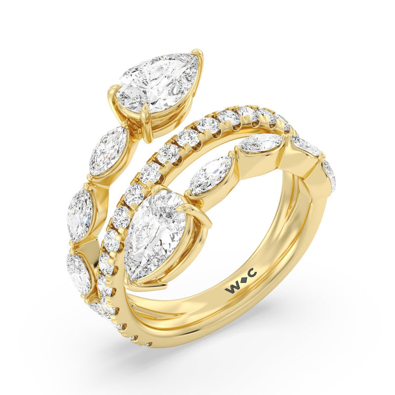 Toi et Moi Three Row Fashion Ring