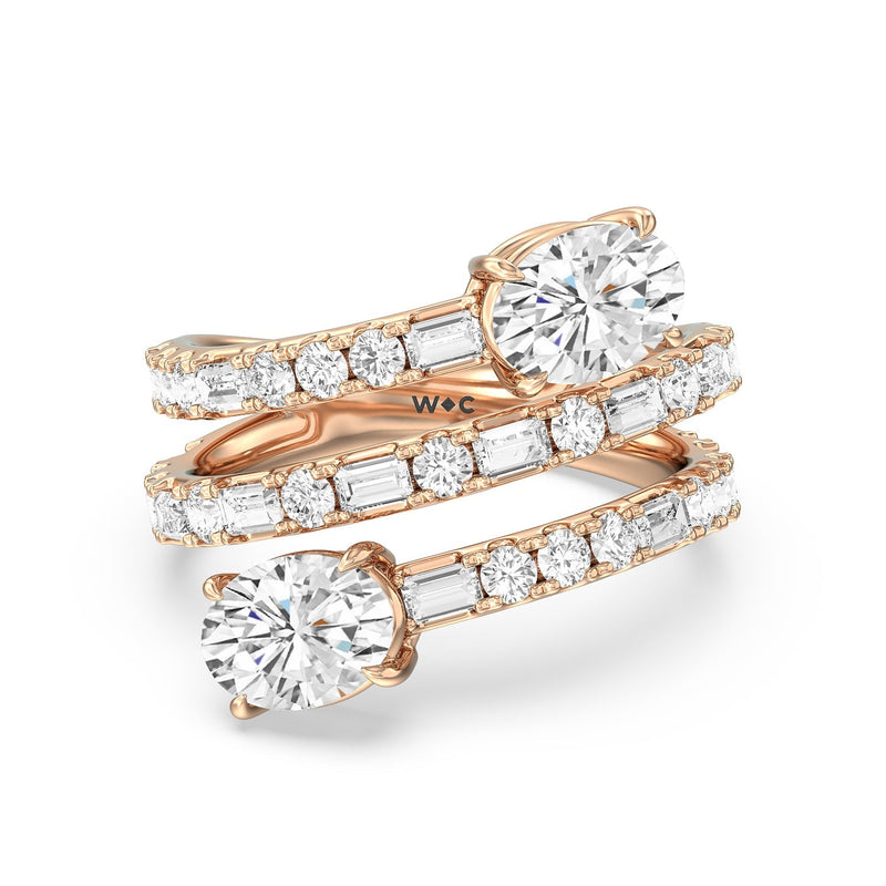 Oval Diamond End Spiral Fashion Ring