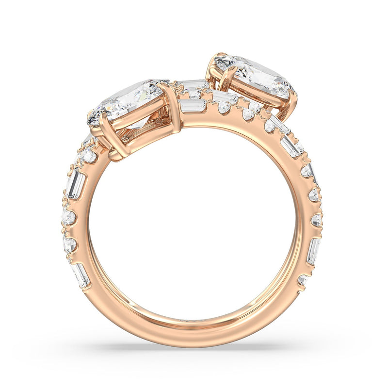 Oval Diamond End Spiral Fashion Ring