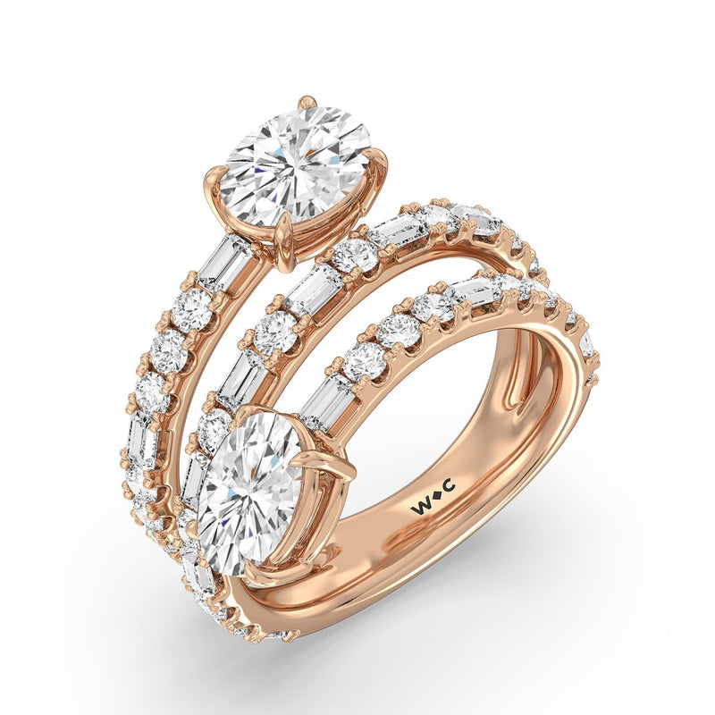 Oval Diamond End Spiral Fashion Ring