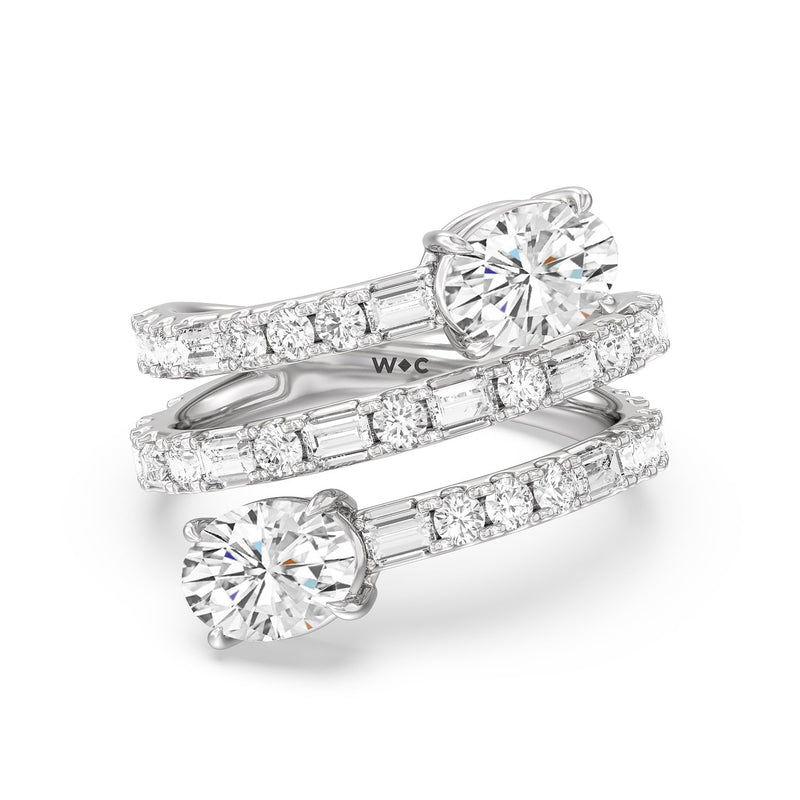 Oval Diamond End Spiral Fashion Ring