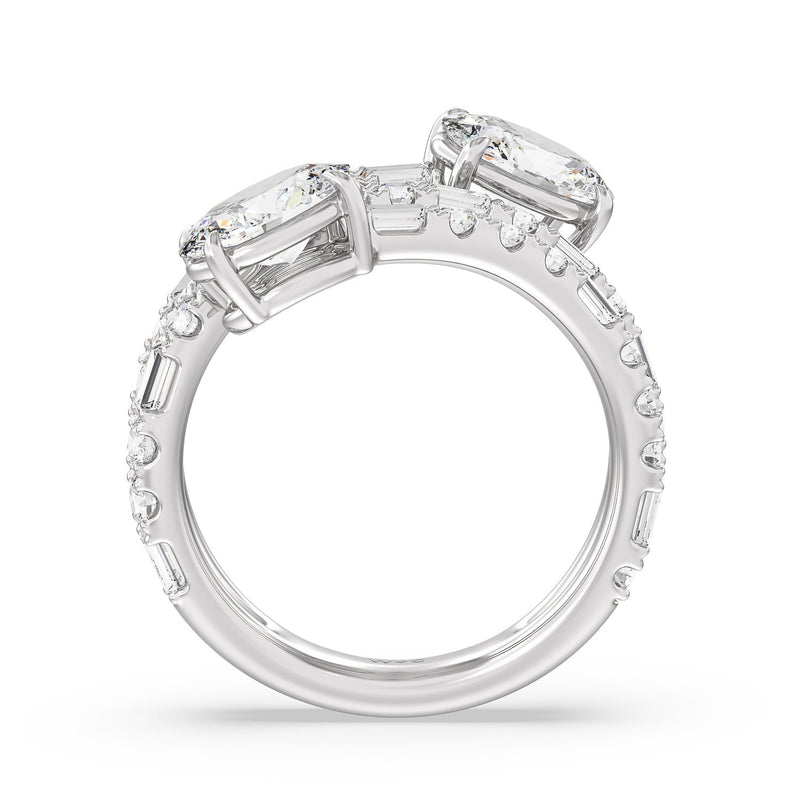 Oval Diamond End Spiral Fashion Ring