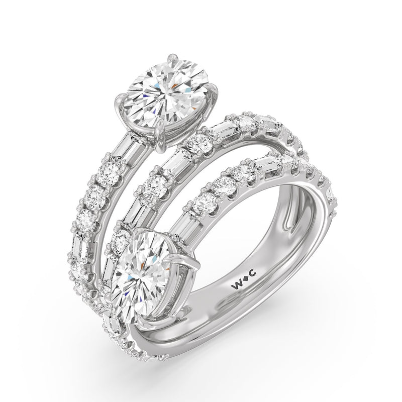 Oval Diamond End Spiral Fashion Ring