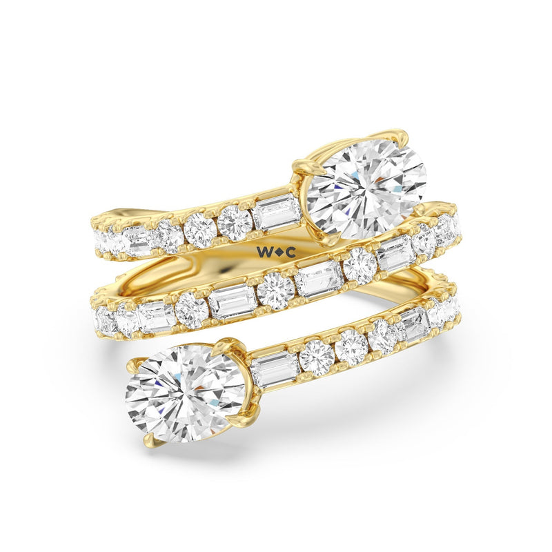 Oval Diamond End Spiral Fashion Ring