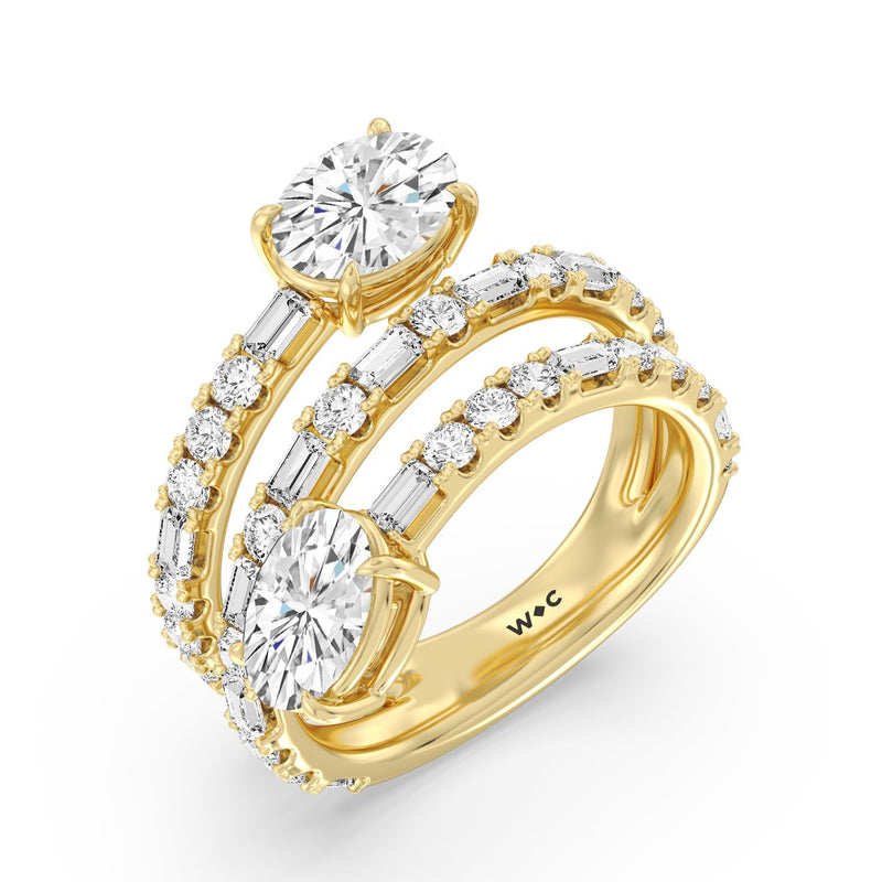 Oval Diamond End Spiral Fashion Ring