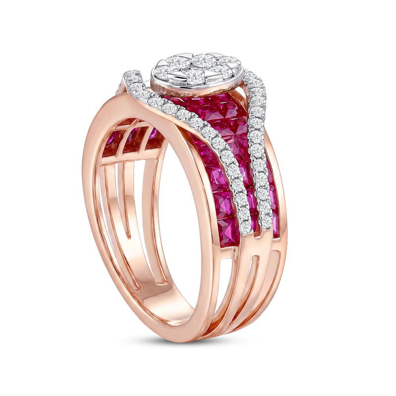 Rysel Crest Ruby & Diamond Fashion Ring