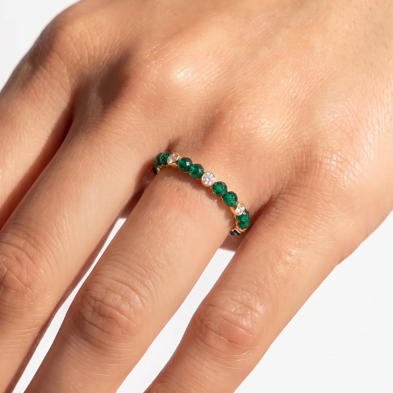Emerald Nerith Diamond Stackable Ring