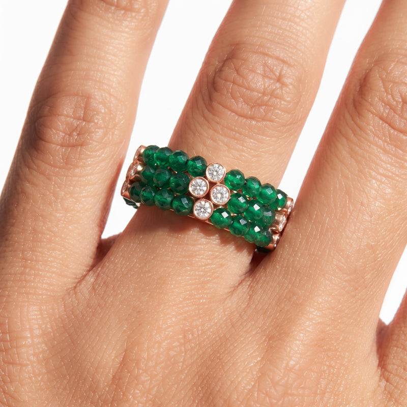 Emerald Caelith Diamond Cocktail Ring