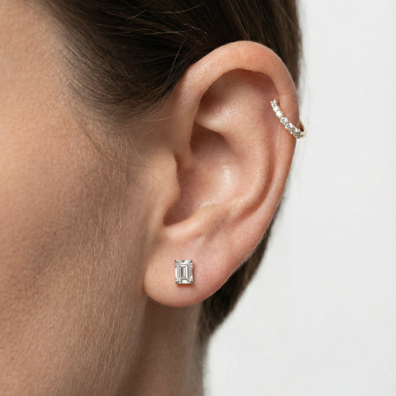 Classic Emerald Stud Earrings (F/G VS+)