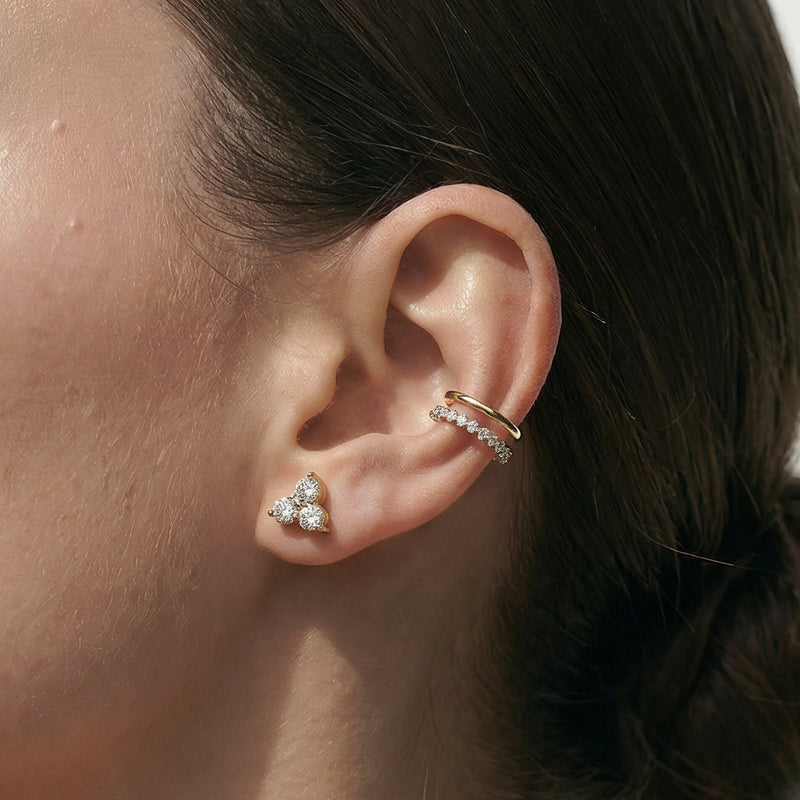 Classic Three Stone Cluster Diamond Earrings