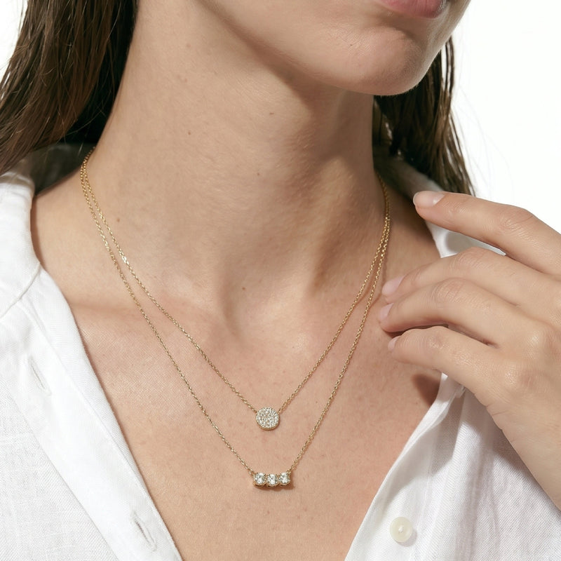 Dainty Three Stone Diamond Necklace