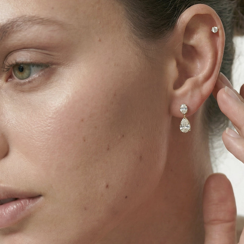 Elegance Oval and Pear Drop Studs