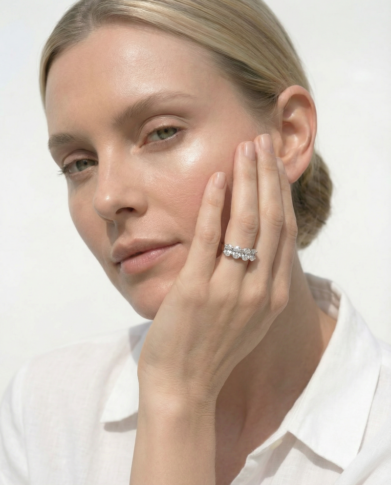 Classic Five Stone Oval Diamond Anniversary Ring (F+ SI+)