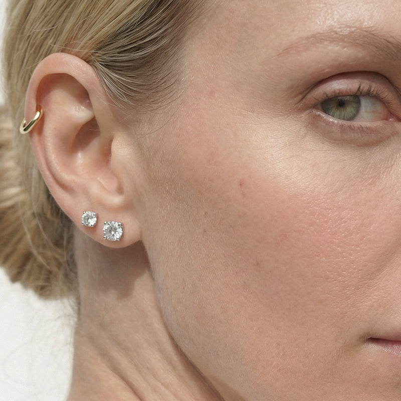 Hidden Halo Round Solitaire Stud Earrings