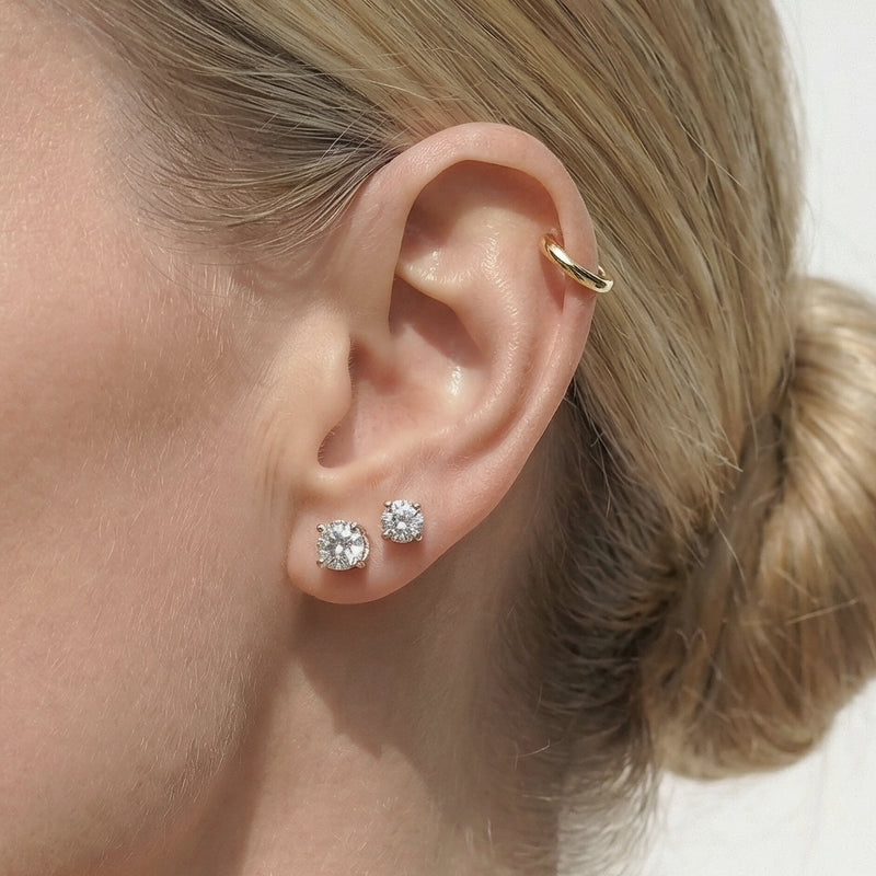 Hidden Halo Round Solitaire Stud Earrings