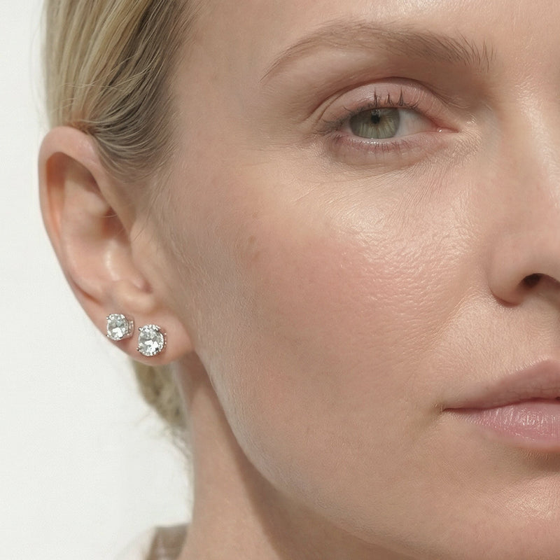Hidden Halo Round Solitaire Stud Earrings