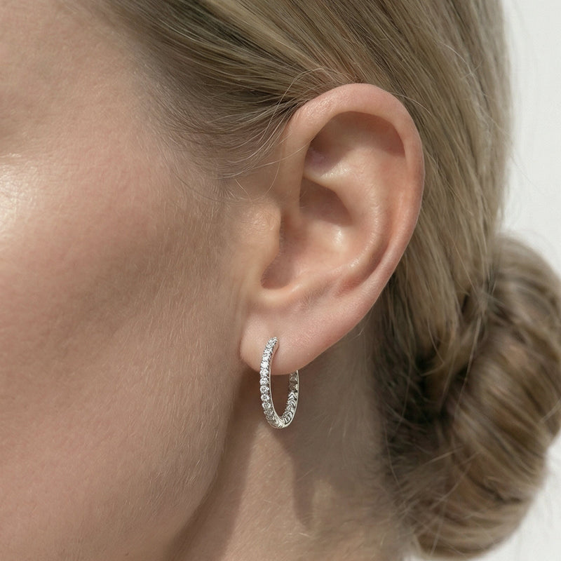 Inside Out Diamond Round Hoops