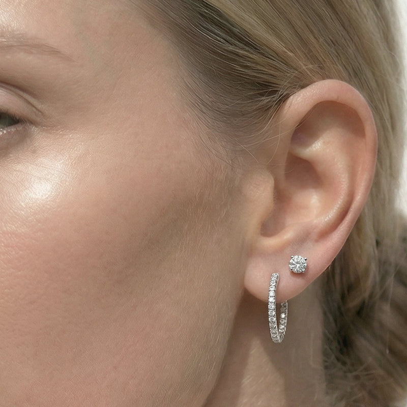 Inside Out Diamond Round Hoops