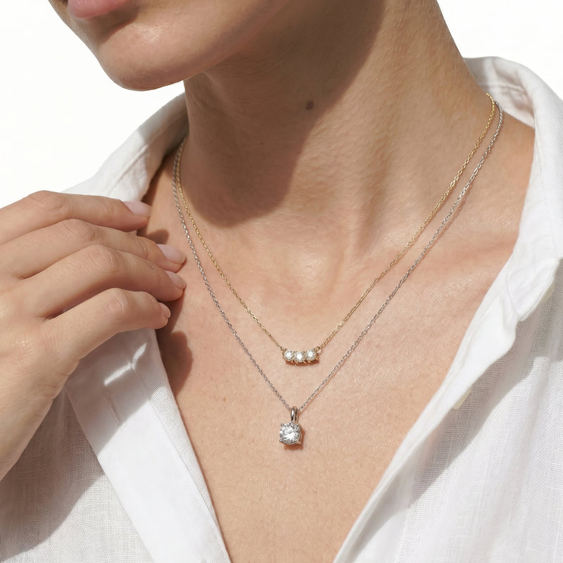 Knife-Edge Bale Round Lab Created Diamond Solitaire Pendant