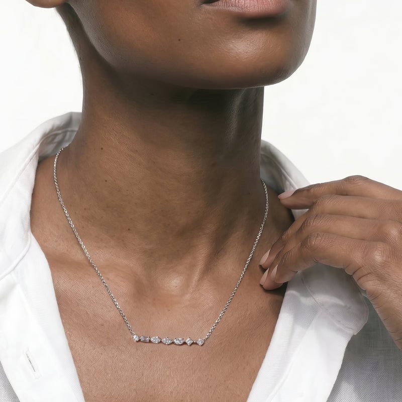 Mixed Fancy Shape Lab Created Diamond Bar Necklace