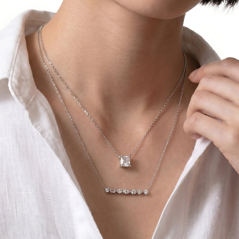 Mixed Fancy Shape Lab Created Diamond Bar Necklace