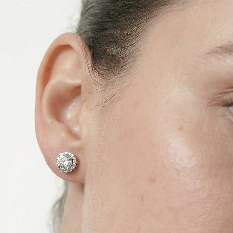 Round Diamond Halo Earrings