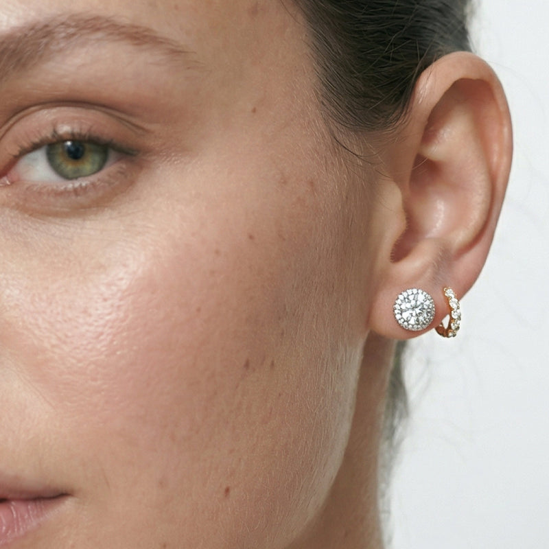 Round Diamond Halo Earrings