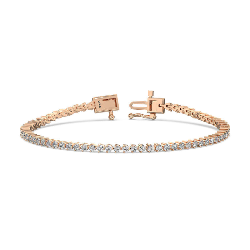 Three Prong Lab Diamond Tennis Bracelet